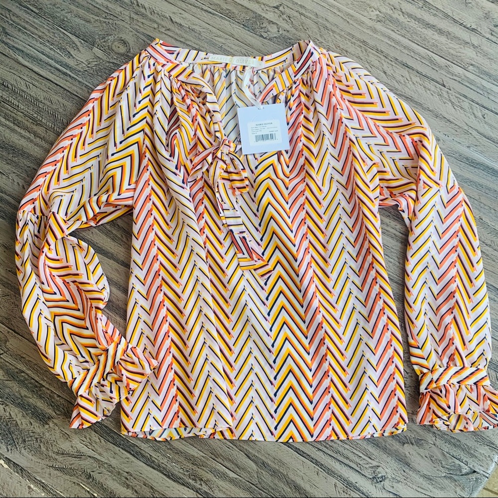 Marie Oliver Cerci Blouse Chevron Stripe sizesmall